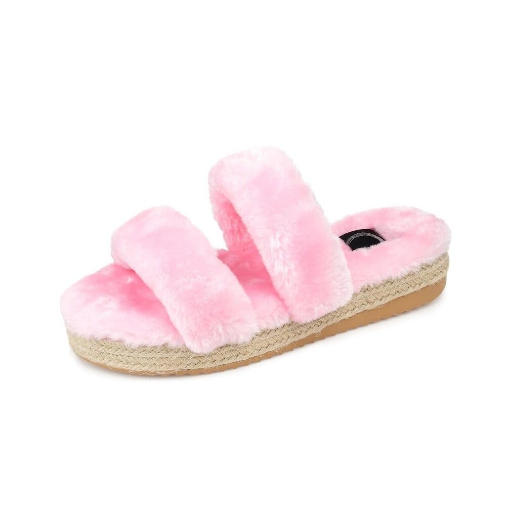 Journee Collection Womens 7 M Pink Relaxx Lined Platform Slippers NIB SM1